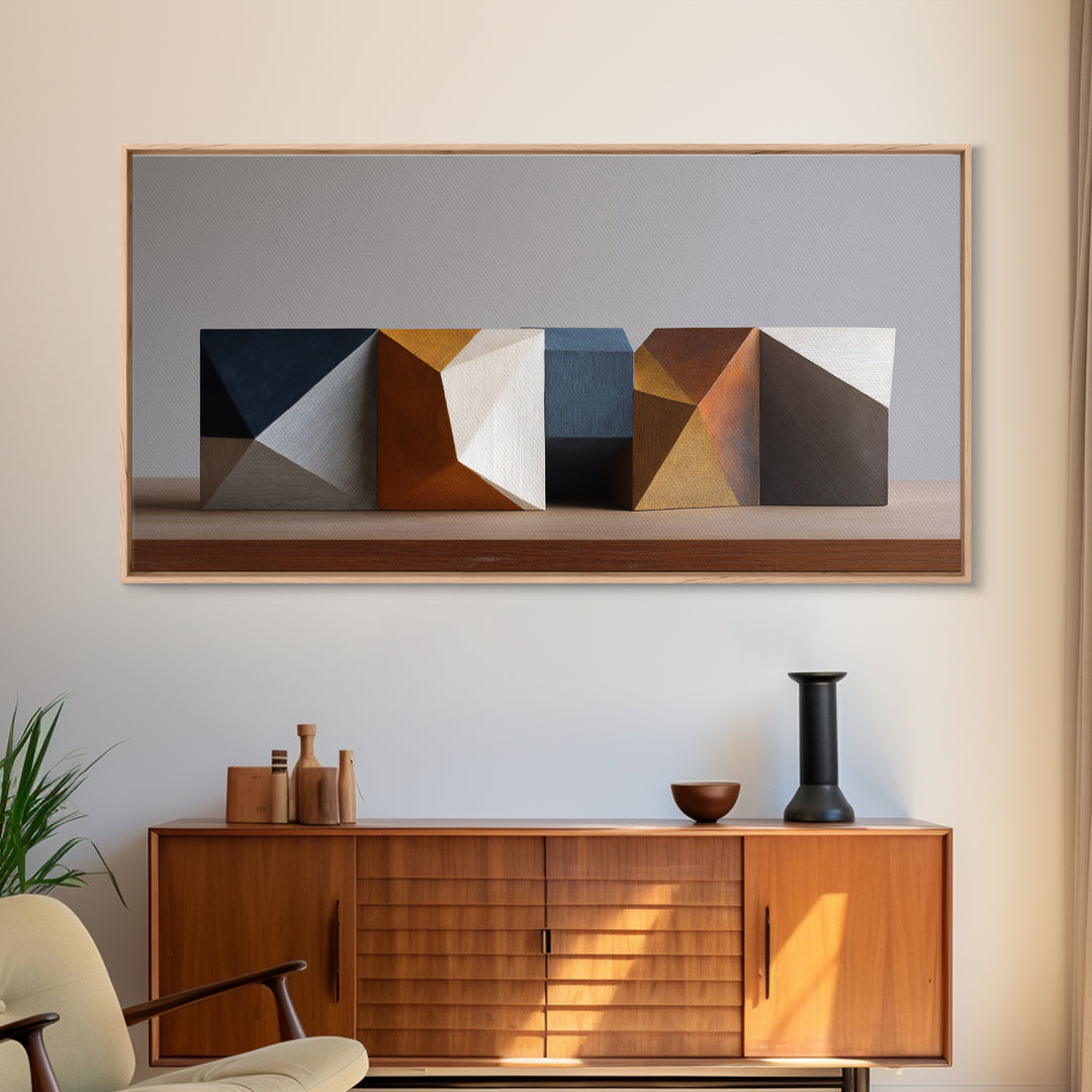 Minimal Sculpture Shapes Painted Canvas Print, Modern Art, Canvas Art, Living Room Decor, Fine Art, Modern, Poster Art, MOD-2x1-76