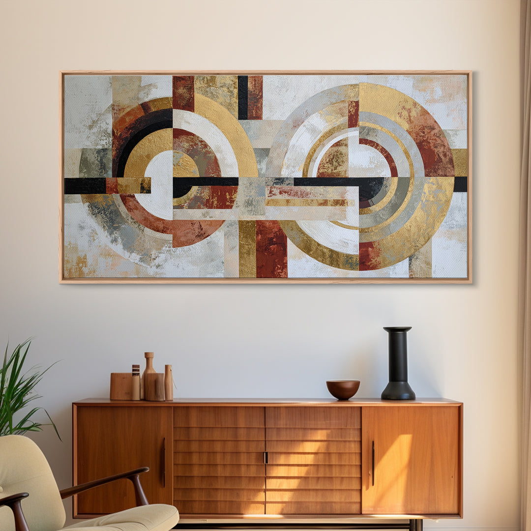 Abstract Circular Forms Framed Canvas Print, Modern Art, Boho Wall Decor, Living Room Decor, Abstract Art, Modern, MOD-2x1-87