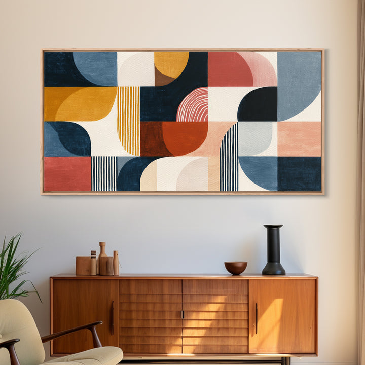 Clean Botanical Silhouette on Color Block Ground Canvas Print, Modern Art, Printable Wall Art, Living Room Decor, Modern, MOD-2x1-91