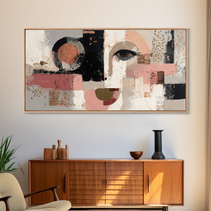 Abstract Face with Asymmetrical Features Framed Canvas Print, Modern Art, Canvas Wall Art, Living Room Decor, Fine Art, Modern, MOD-2x1-99