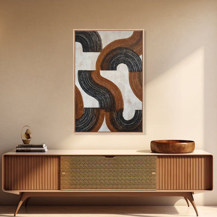 Dynamic Black Brush Marks on Neutral Ground Canvas Print, Modern Art, Digital Prints, Living Room Decor, Fine Art, Modern, MOD-2x3-67
