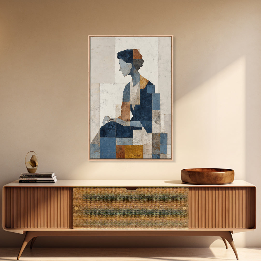 Fragmented Figure Study Framed Canvas Print, Modern Art, Wall Hanging, Living Room Decor, Oil Painting, Modern, MOD-2x3-73