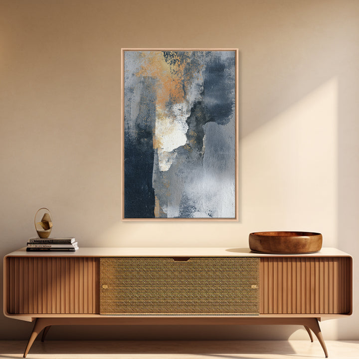 Monochrome Ink and Acrylic Mixed Media Look Framed Canvas Print, Modern Art, Canvas Art, Living Room Decor, Fine Art, Modern, MOD-2x3-76