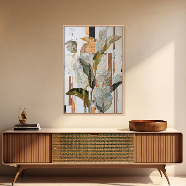 Modern Botanical Painting Framed Canvas Print, Modern Art, Canvas Wall Art, Living Room Decor, Oil Painting, Modern, MOD-2x3-85