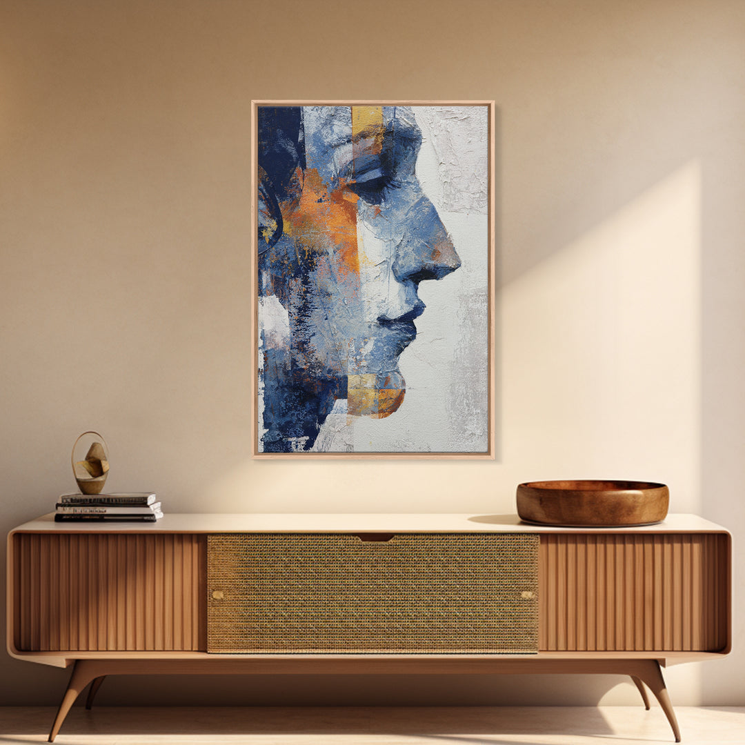Expressive Brushwork in Cobalt and Rust Canvas Print, Modern Art, Digital Art, Living Room Decor, Abstract Art, Modern, MOD-2x3-86