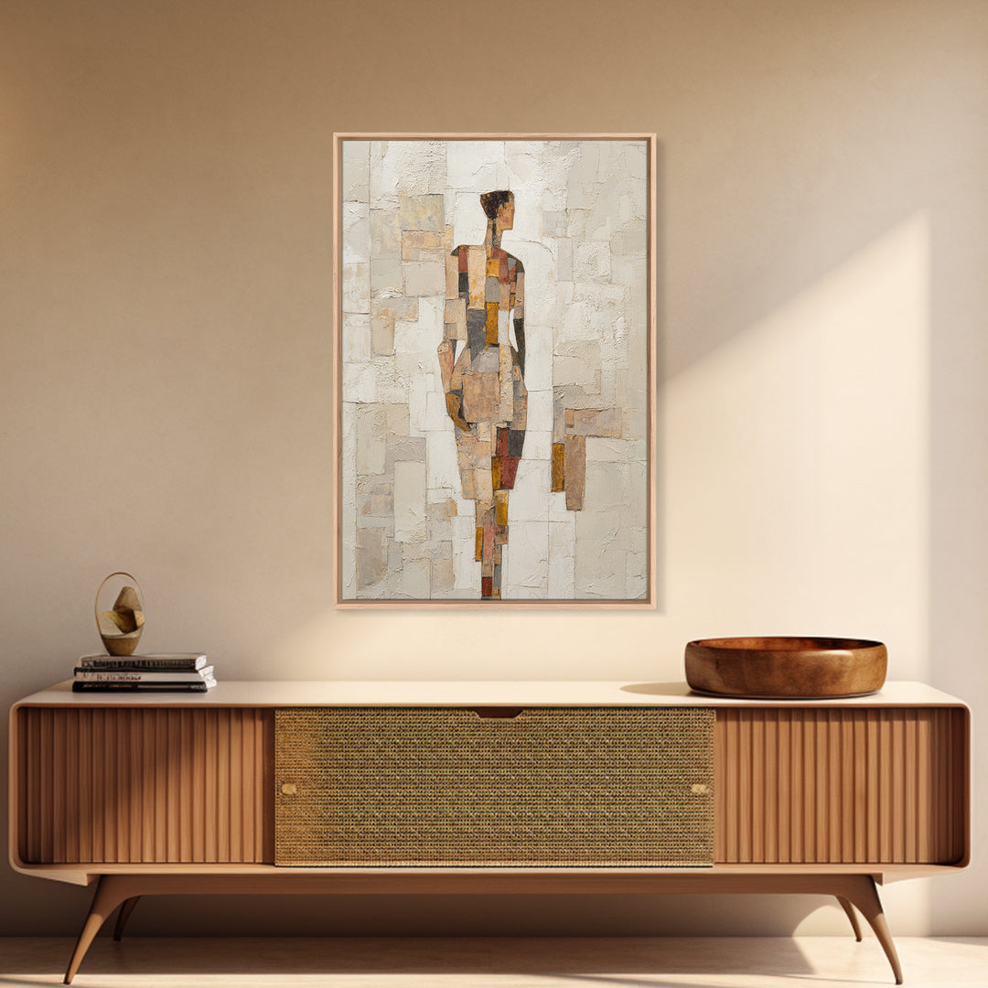 Fragmented Figure Study Framed Canvas Print, Modern Art, Wall Hanging, Living Room Decor, Oil Painting, Modern, MOD-2x3-97