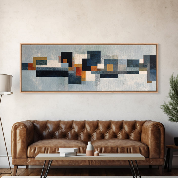 Geometric City Abstraction Canvas Print, Modern Art, Mid Century Modern Art, Living Room Decor, Fine Art, Modern, Art Print, MOD-3x1-20