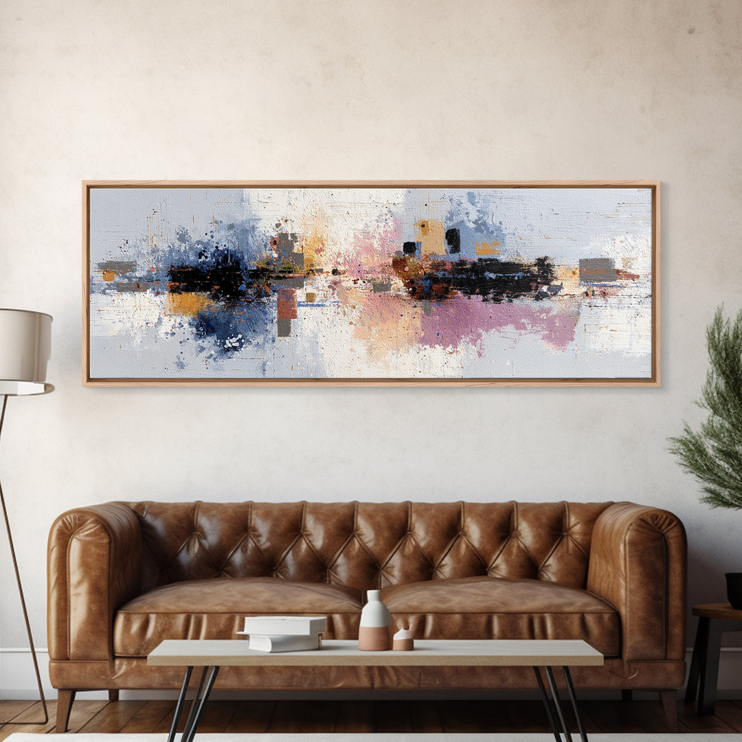 Expressive Brushwork in Cobalt and Rust Canvas Print, Modern Art, Canvas Art, Living Room Decor, Fine Art, Modern, Poster Art, MOD-3x1-46