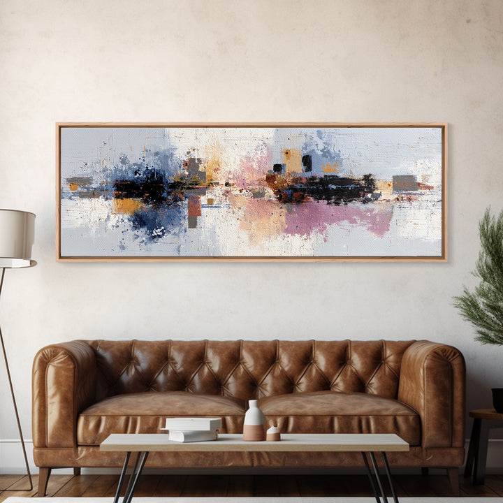 Expressive Brushwork in Cobalt and Rust Canvas Print, Modern Art, Canvas Art, Living Room Decor, Fine Art, Modern, Poster Art, MOD-3x1-46