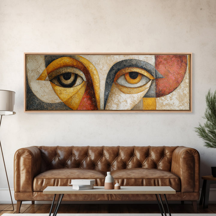 Abstract Face with Asymmetrical Features Framed Canvas Print, Modern Art, Art, Living Room Decor, Fine Art, Modern, Canvas Art, MOD-3x1-47