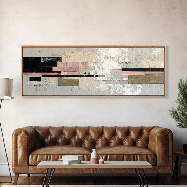 Geometric City Abstraction Framed Canvas Print, Modern Art, Contemporary Art, Living Room Decor, Abstract Art, Modern, MOD-3x1-68
