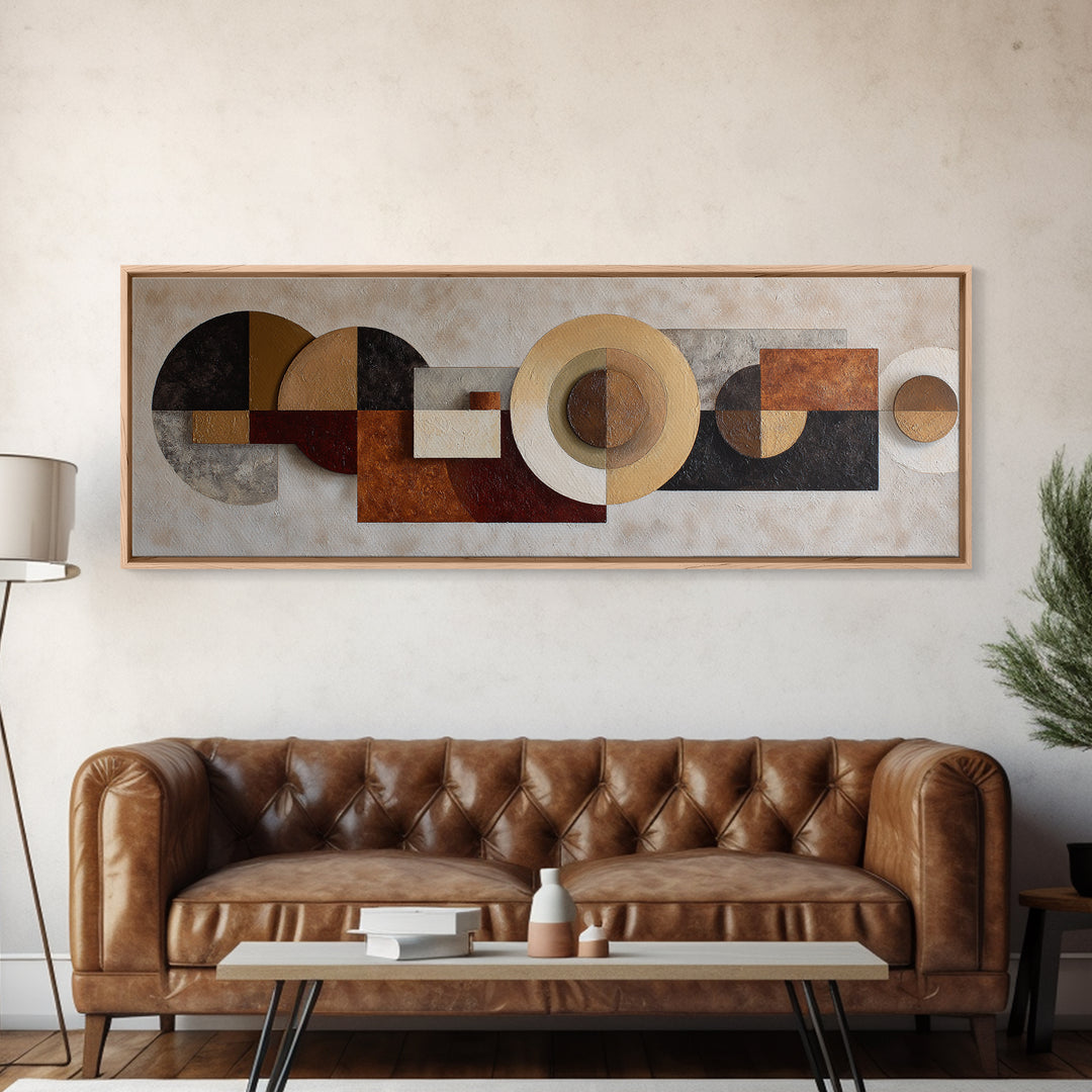 Minimal Sculpture Shapes Painted Framed Canvas Print, Modern Art, Wall Art, Living Room Decor, Fine Art, Modern, Artwork, MOD-3x1-72