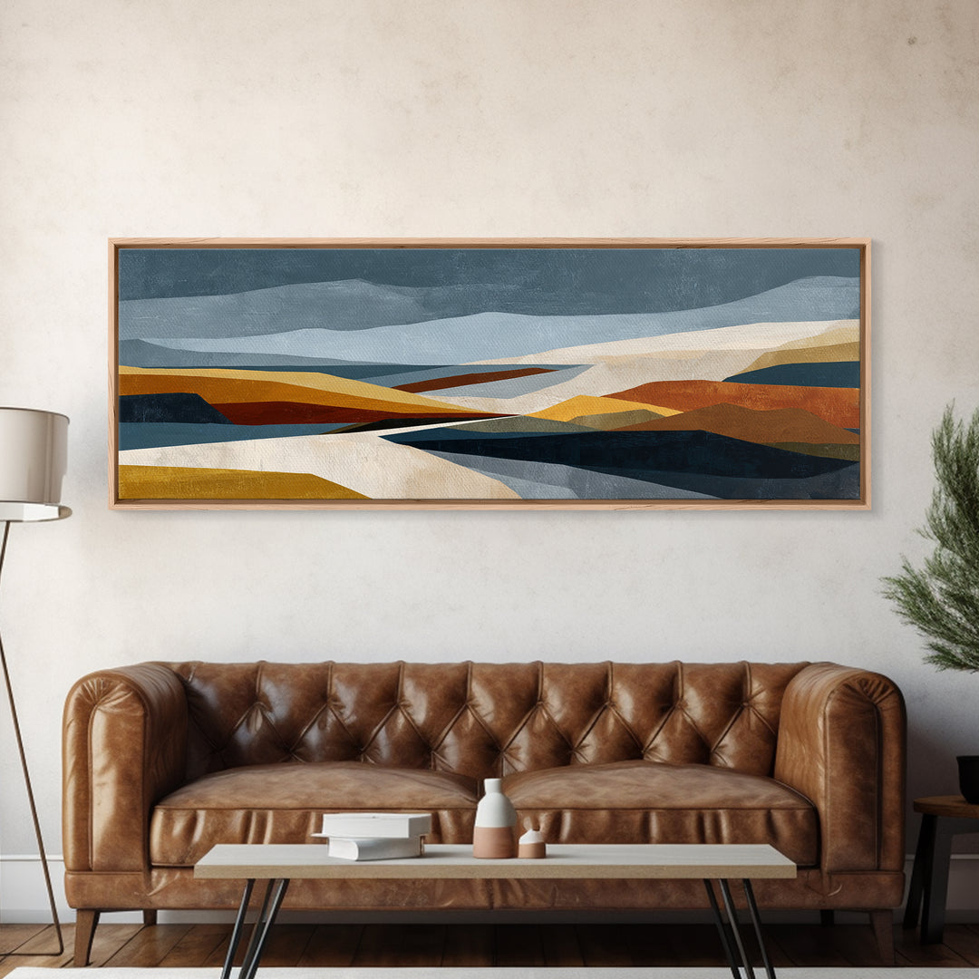 Modern Landscape with Simplified Horizon Framed Canvas Print, Modern Art, Set of 3 Prints, Living Room Decor, Oil Painting, MOD-3x1-73