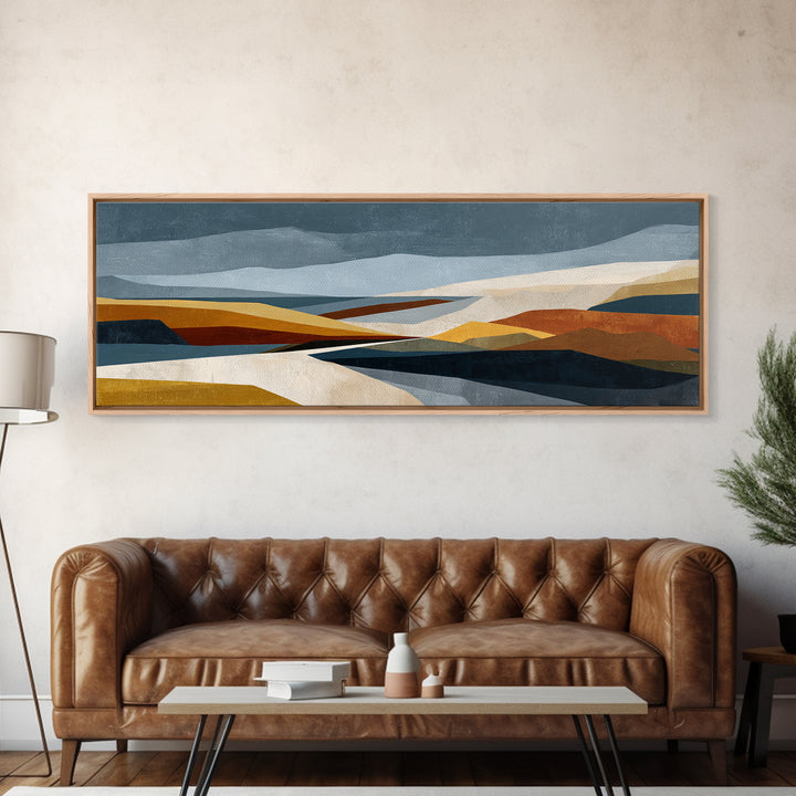 Modern Landscape with Simplified Horizon Framed Canvas Print, Modern Art, Set of 3 Prints, Living Room Decor, Oil Painting, MOD-3x1-73