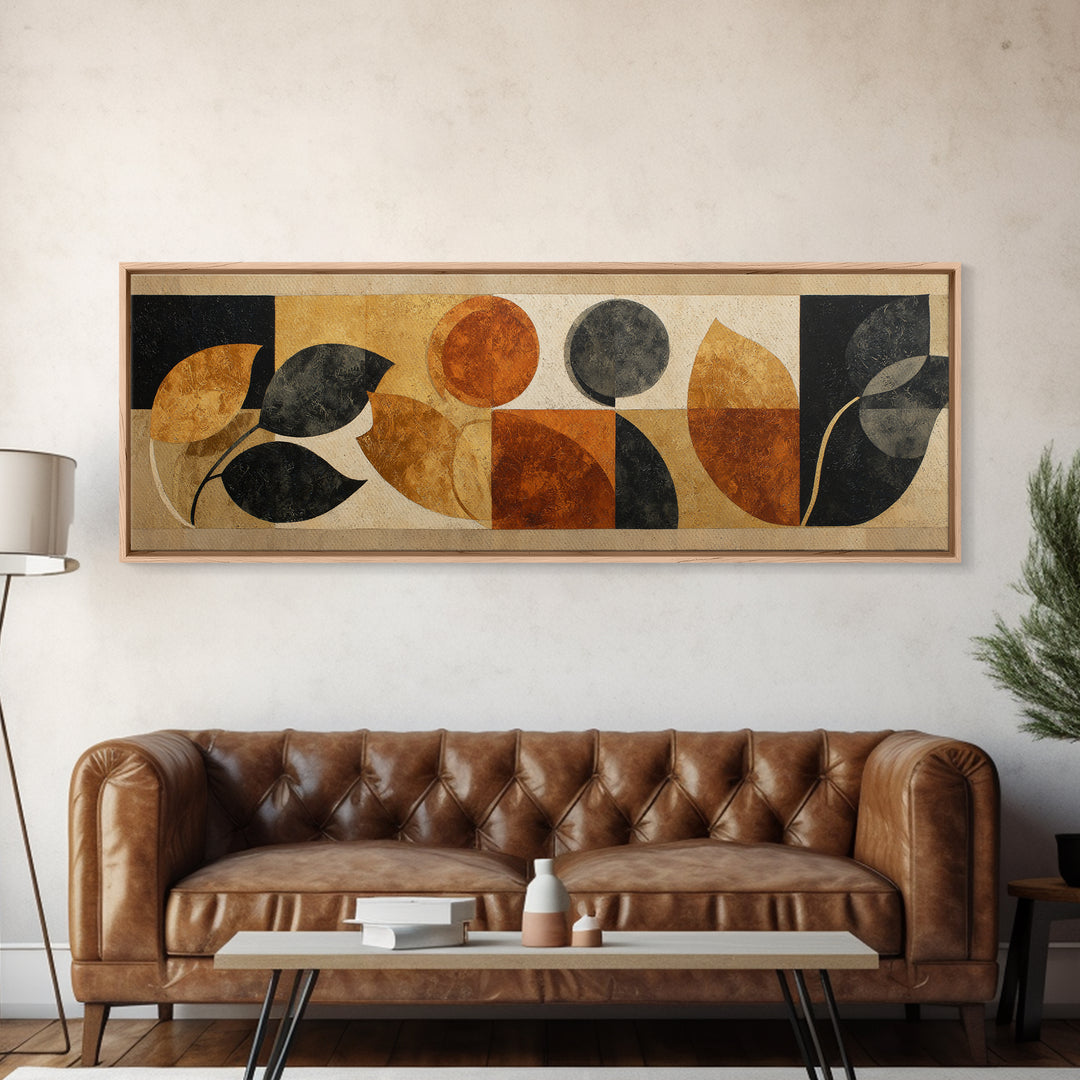 Clean Botanical Silhouette on Color Block Ground Canvas Print, Modern Art, Printable Wall Art, Living Room Decor, Modern, MOD-3x1-87