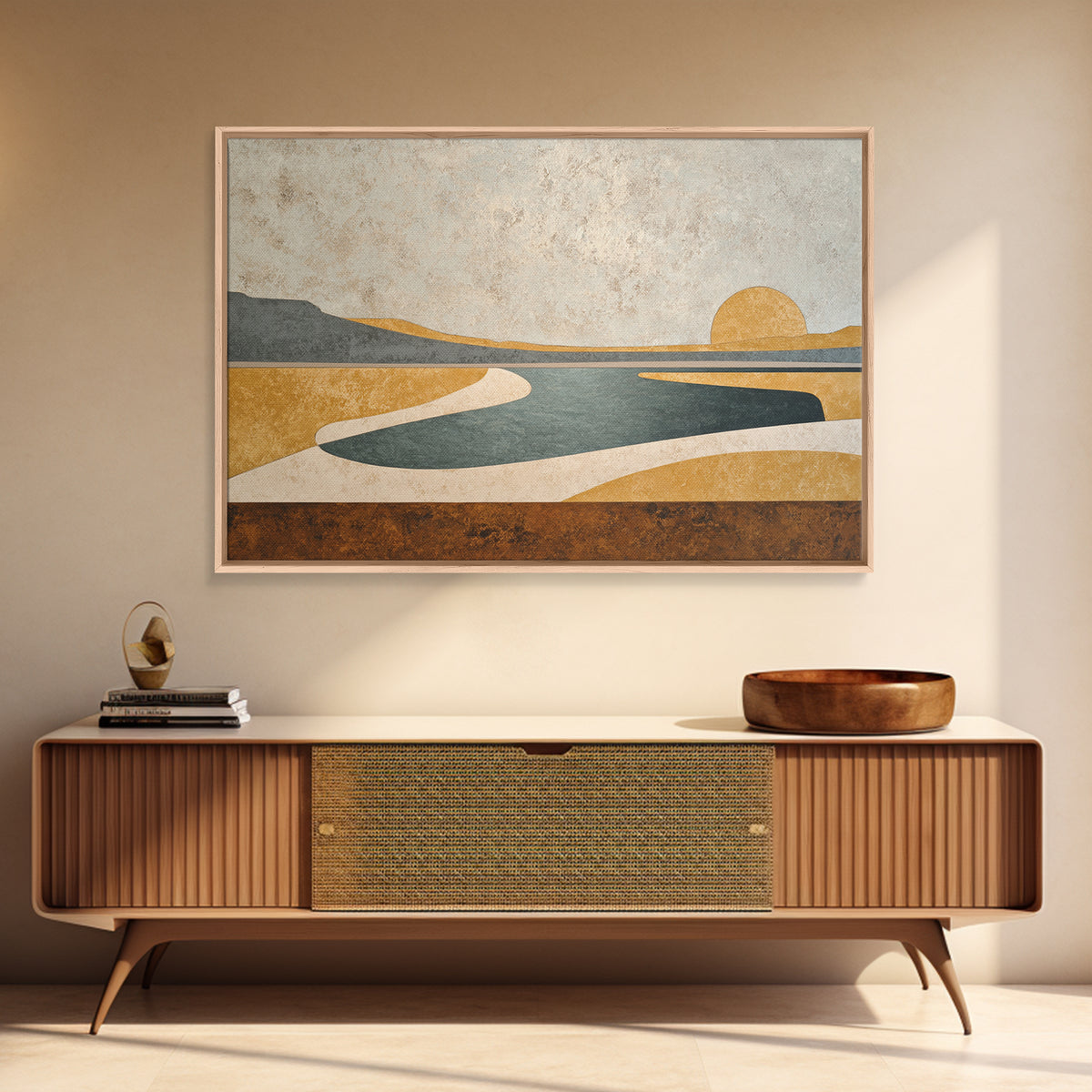 Modern Landscape with Simplified Horizon Framed Canvas Print, Modern Art, Canvas Art, Living Room Decor, Fine Art, Modern, MOD-3x2-13