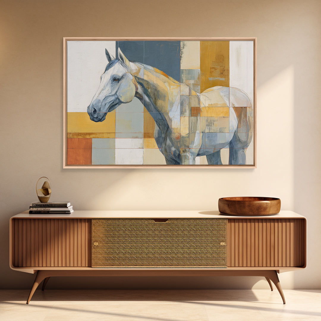 Contemporary Horse Portrait Canvas Print, Modern Art, Textured Painting, Living Room Decor, Modern, Mid Century Modern, MOD-3x2-67