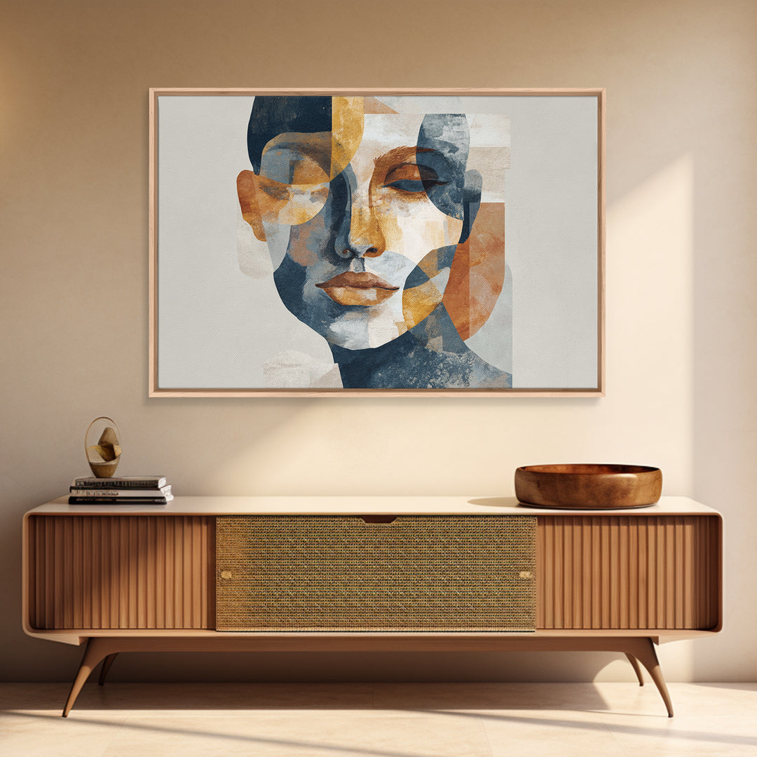Abstract Face with Asymmetrical Features Canvas Print, Modern Art, Wall Art, Living Room Decor, Fine Art, Modern, Artwork, MOD-3x2-83