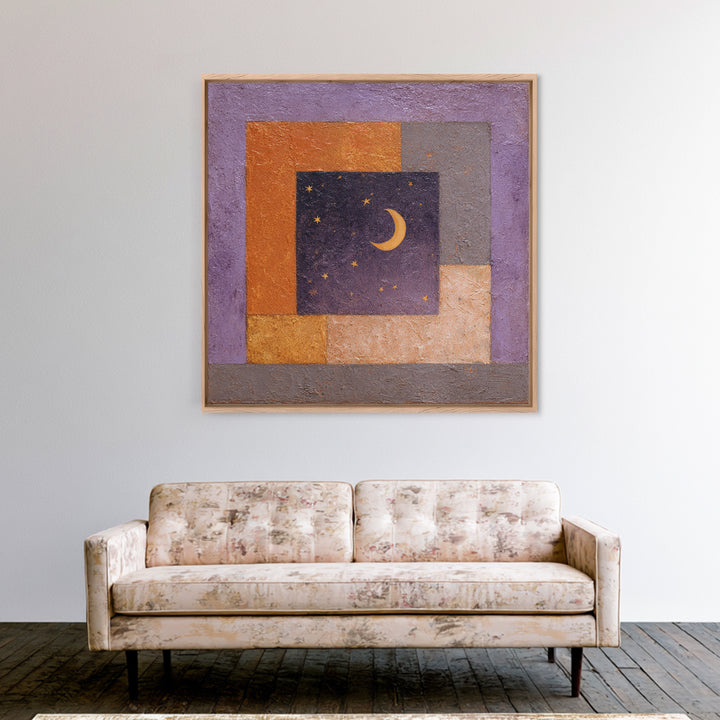 Purple Night Sky Canvas Print, Monochrome Art, Abstract Art, Living Room Decor, Oil Painting, Mono, Bedroom Wall Art, MON-1x1-15