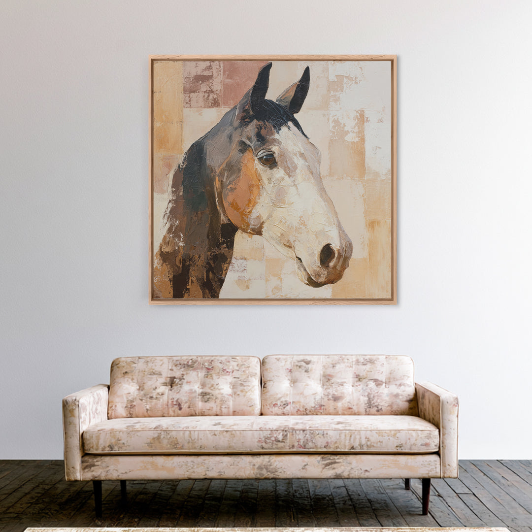 Sepia Horse Portrait Framed Canvas Print, Monochrome Art, Living Room Decor, Fine Art, Mono, Gallery Decor, Wall Decor, MON-1x1-2