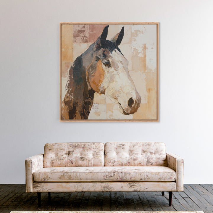 Sepia Horse Portrait Framed Canvas Print, Monochrome Art, Living Room Decor, Fine Art, Mono, Gallery Decor, Wall Decor, MON-1x1-2