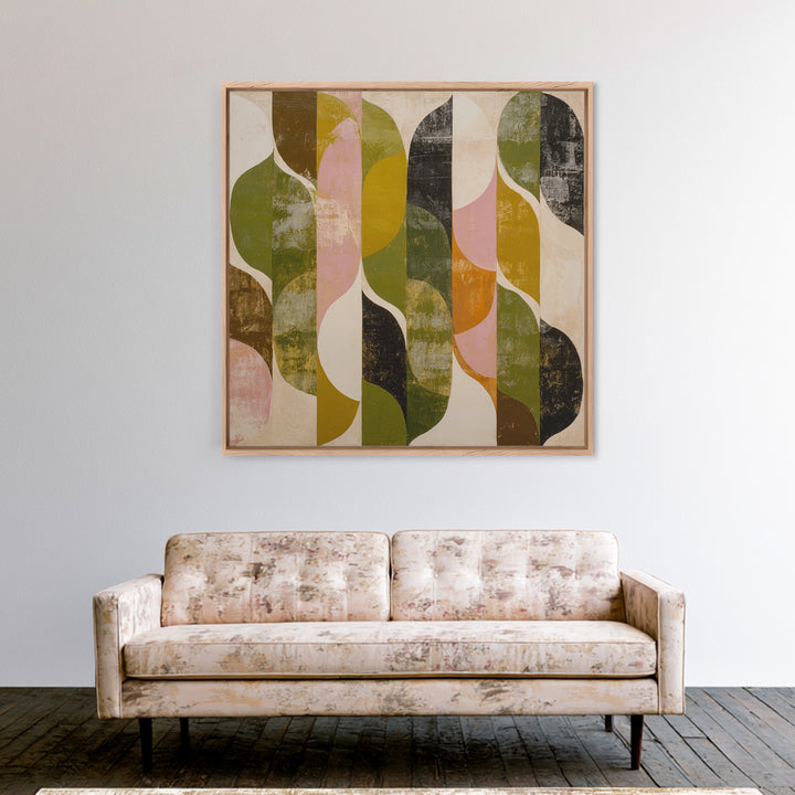 Olive Green Abstract Leaf Pattern Canvas Print, Monochrome Art, Living Room Decor, Watercolor Art, Mono, Printable Art, MON-1x1-20