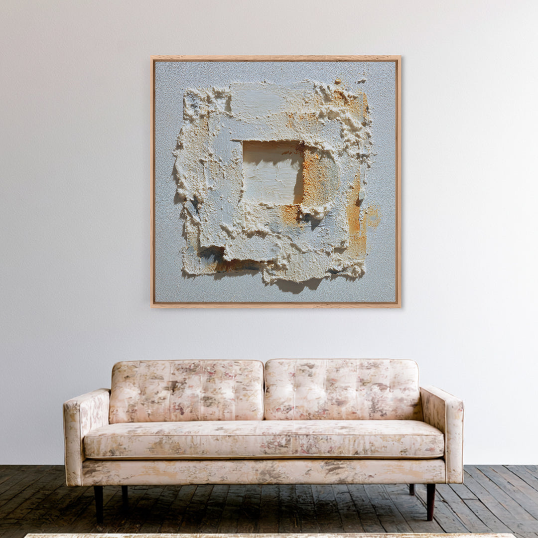 Cream on Cream Minimalist Forms Canvas Print, Monochrome Art, Printable Art, Living Room Decor, Oil Painting, Mono, MON-1x1-22