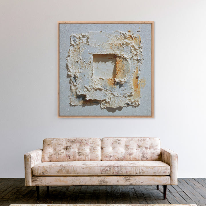 Cream on Cream Minimalist Forms Canvas Print, Monochrome Art, Printable Art, Living Room Decor, Oil Painting, Mono, MON-1x1-22
