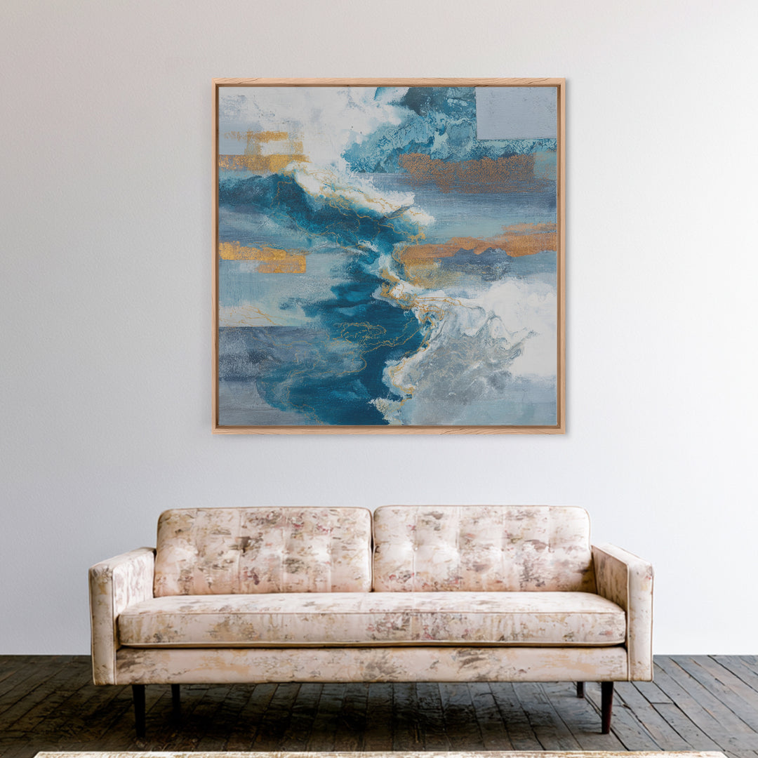 All Blue Ocean Abstraction Canvas Print, Monochrome Art, Neutral Decor, Living Room Decor, Fine Art, Mono, Home Decor, MON-1x1-25