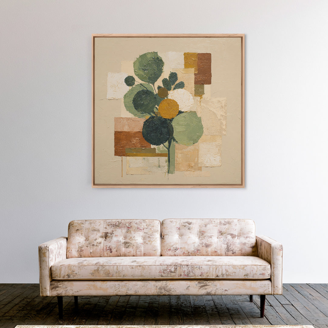 Green Botanical Study Canvas Print, Monochrome Art, Digital Wall Art, Living Room Decor, Fine Art, Mono, Unique Wall Art, MON-1x1-3