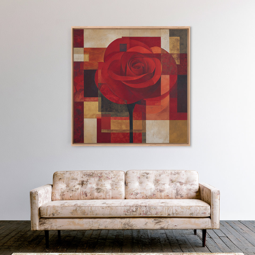 Single Red Rose Rendered Only Canvas Print, Monochrome Art, Apartment Decor, Living Room Decor, Fine Art, Mono, Moody Wall Art, MON-1x1-31