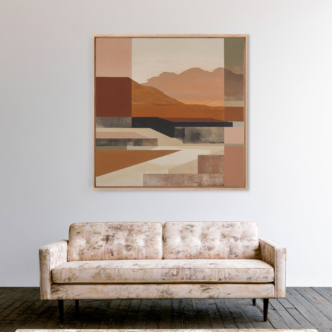 Warm Brown Desert Landscape Framed Canvas Print, Monochrome Art, Fine Art Print, Living Room Decor, Mono, Digital Prints, MON-1x1-33