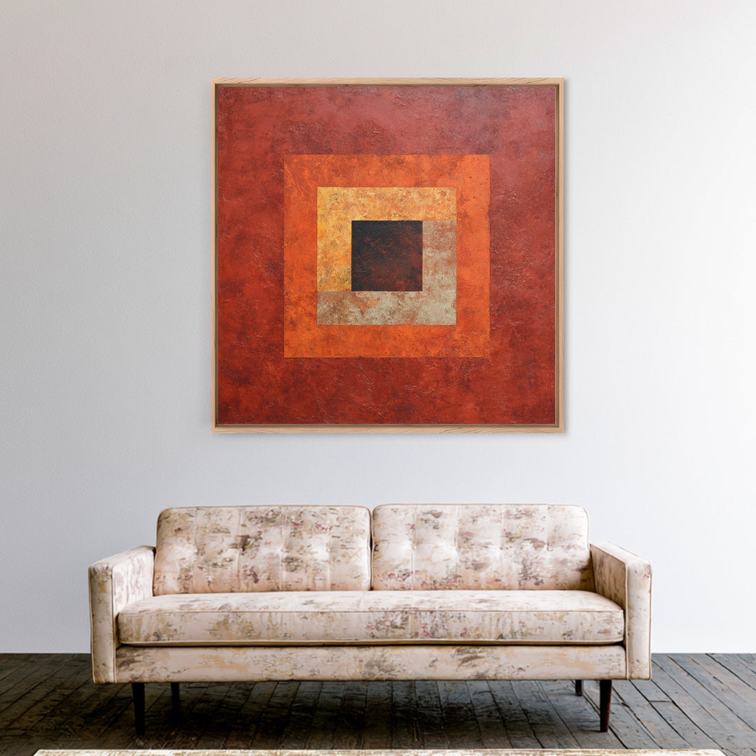 Burnt Orange Canyon Abstraction Framed Canvas Print, Monochrome Art, Luxury Decor, Living Room Decor, Fine Art, Mono, MON-1x1-40