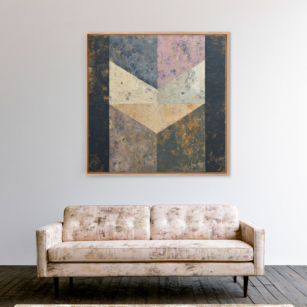 Blue Mountain Ridge Layers Framed Canvas Print, Monochrome Art, Living Room Decor, Oil Painting, Mono, Textured Wall Art, MON-1x1-48