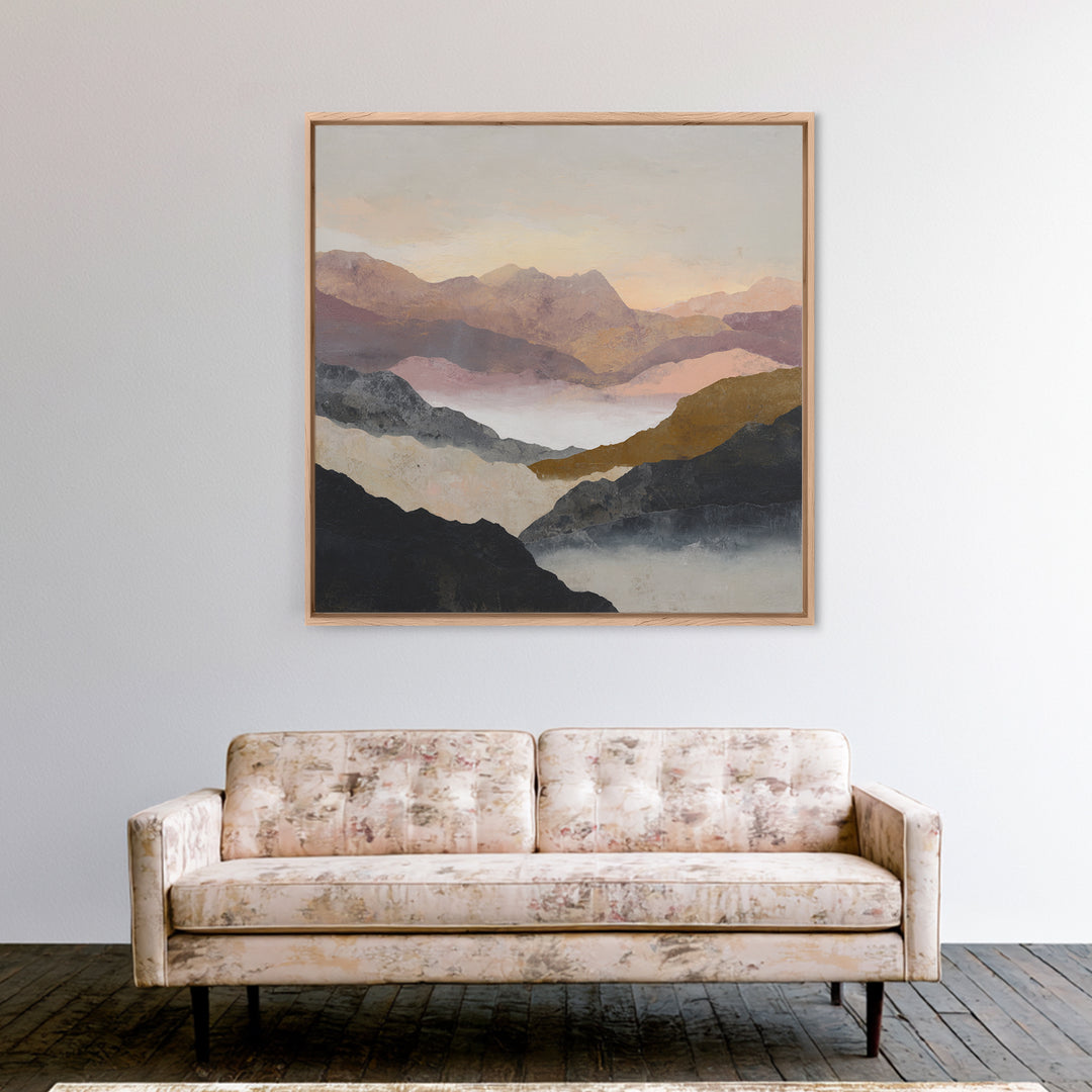Charcoal Mountain Landscape Framed Canvas Print, Monochrome Art, Living Room Decor, Fine Art, Mono, Gallery Decor, Wall Decor, MON-1x1-52