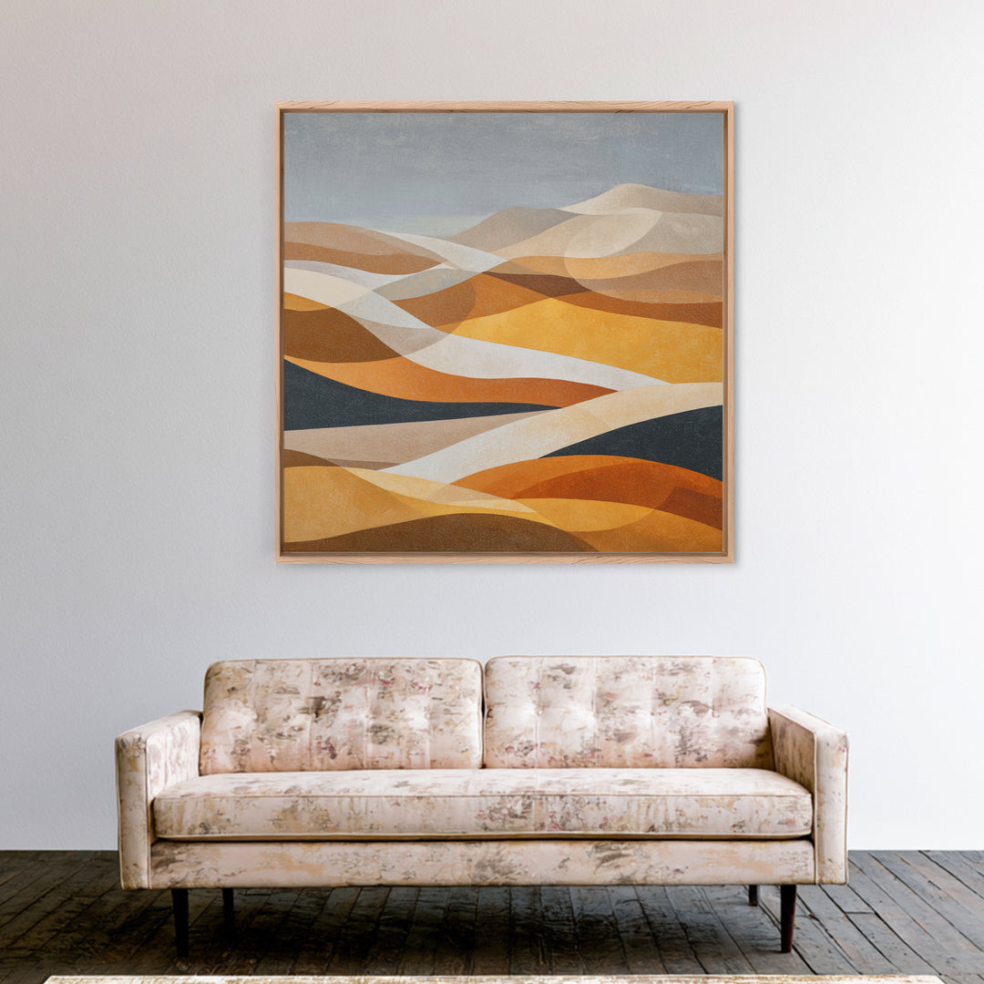Warm Brown Desert Landscape Framed Canvas Print, Monochrome Art, Fine Art Print, Living Room Decor, Mono, Digital Prints, MON-1x1-57