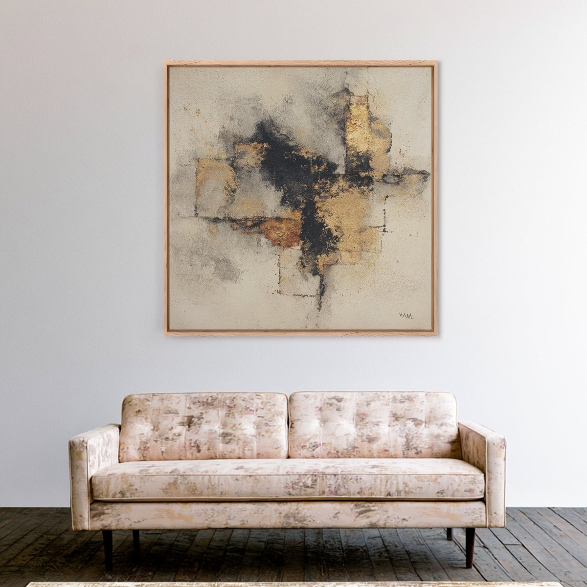 Black Ink Abstract Framed Canvas Print, Monochrome Art, Dark Academia Decor, Living Room Decor, Abstract Art, Mono, Wall Decor, MON-1x1-6