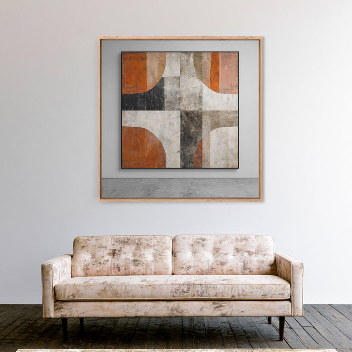 Burnt Orange Canyon Abstraction Framed Canvas Print, Monochrome Art, Printable Art, Living Room Decor, Fine Art, Mono, MON-1x1-64