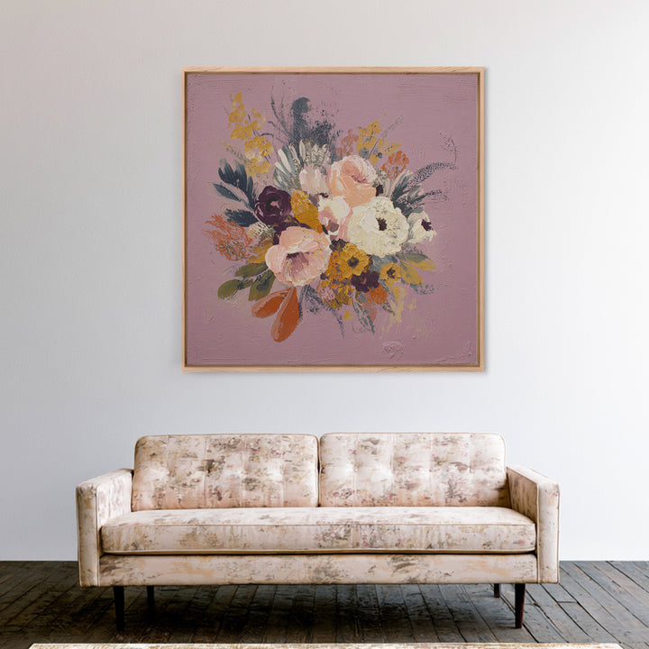 Monochrome Floral Bouquet Framed Canvas Print, Monochrome Art, Unique Wall Art, Living Room Decor, Mono, Fine Art Print, MON-1x1-66