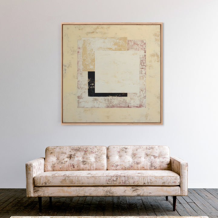 Cream on Cream Minimalist Forms Framed Canvas Print, Monochrome Art, Modern Wall Art, Living Room Decor, Fine Art, Mono, MON-1x1-70