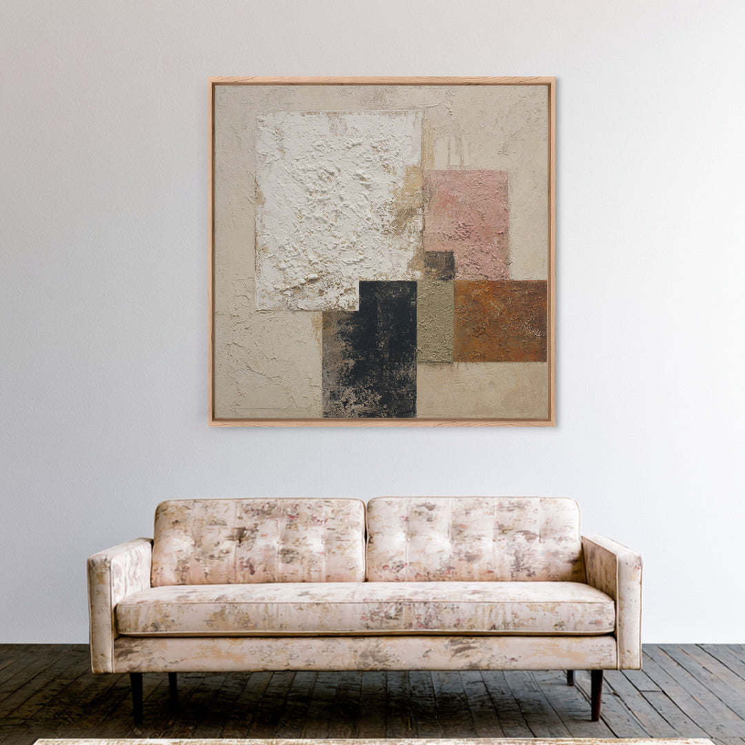 Ivory White Plaster Texture Composition Canvas Print, Monochrome Art, Room Decor, Living Room Decor, Mono, Mid Century Modern, MON-1x1-77