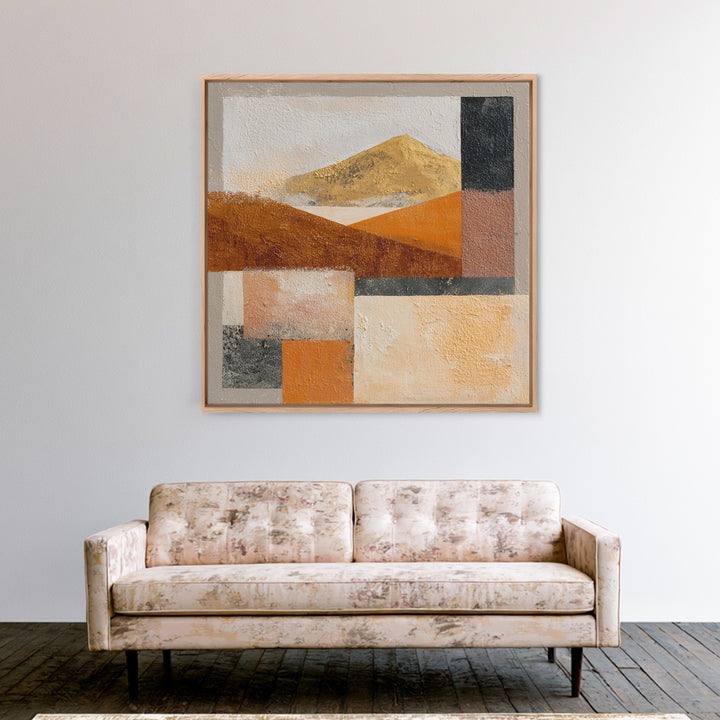 Warm Brown Desert Landscape Canvas Print, Monochrome Art, Textured Painting, Living Room Decor, Oil Painting, Mono, MON-1x1-81