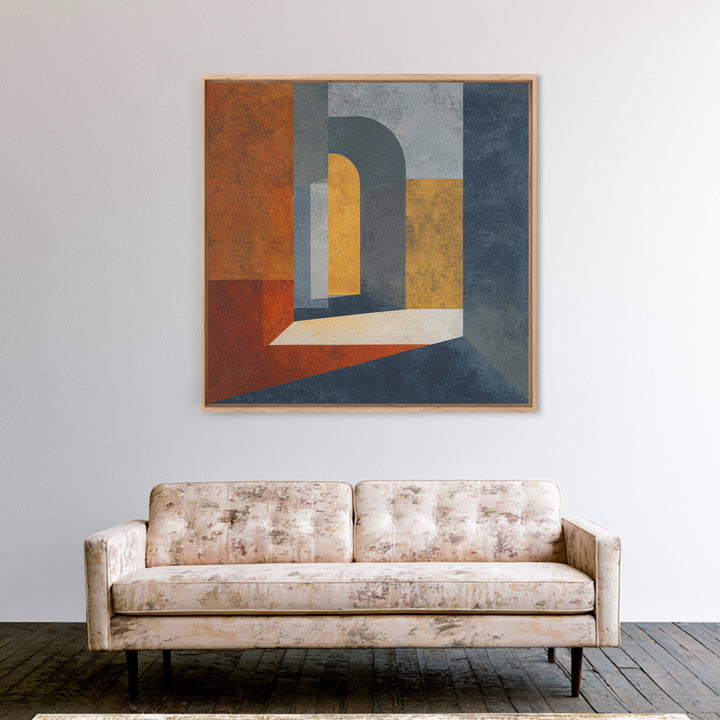 Gray Architectural Arch and Shadow Study Canvas Print, Monochrome Art, Wall Decor, Living Room Decor, Oil Painting, Mono, MON-1x1-82