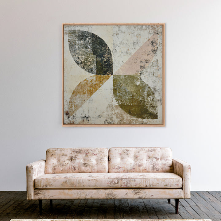 Olive Green Abstract Leaf Pattern Canvas Print, Monochrome Art, Modern Art, Living Room Decor, Watercolor Art, Mono, MON-1x1-92