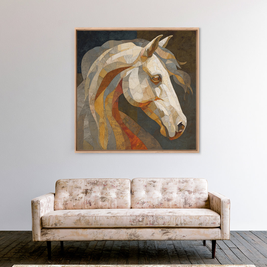 Sepia Horse Portrait Canvas Print, Monochrome Art, Statement Artwork, Living Room Decor, Fine Art, Mono, Digital Art, MON-1x1-98