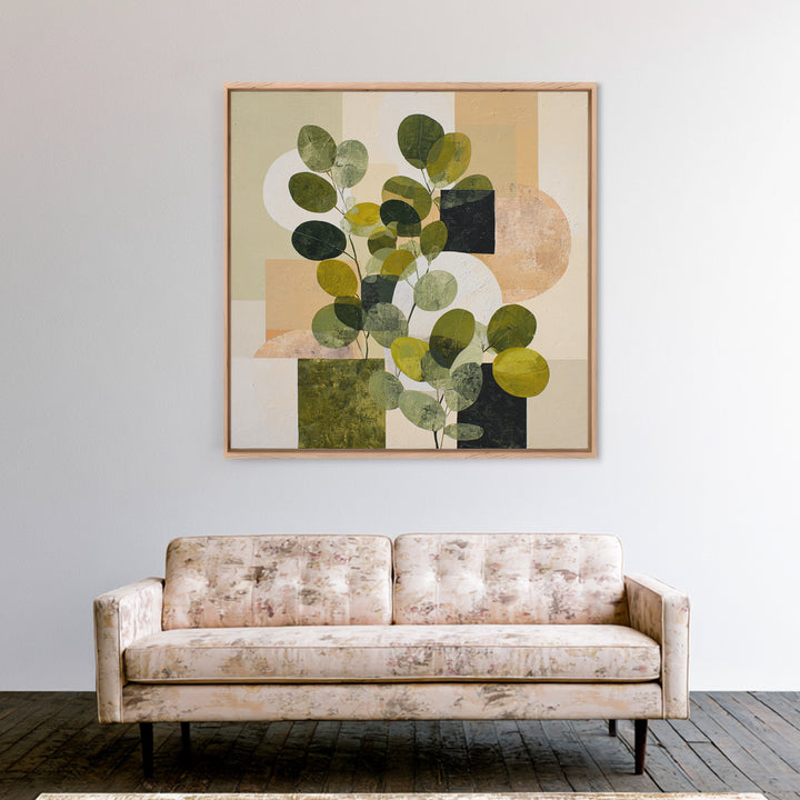 Green Botanical Study Canvas Print, Monochrome Art, Wall Art, Living Room Decor, Oil Painting, Mono, Abstract Art, MON-1x1-99