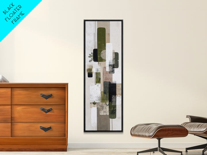 Green Botanical Study Framed Canvas Print, Monochrome Art, Home Decor, Living Room Decor, Fine Art, Mono, Bedroom Decor, MON-1x3-15