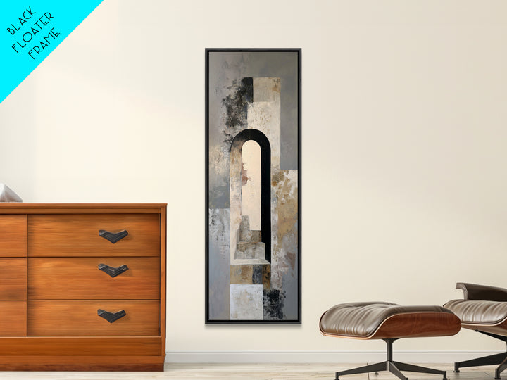 Gray Architectural Arch and Shadow Study Framed Canvas Print, Monochrome Art, Modern Art, Living Room Decor, Fine Art, Mono, MON-1x3-46