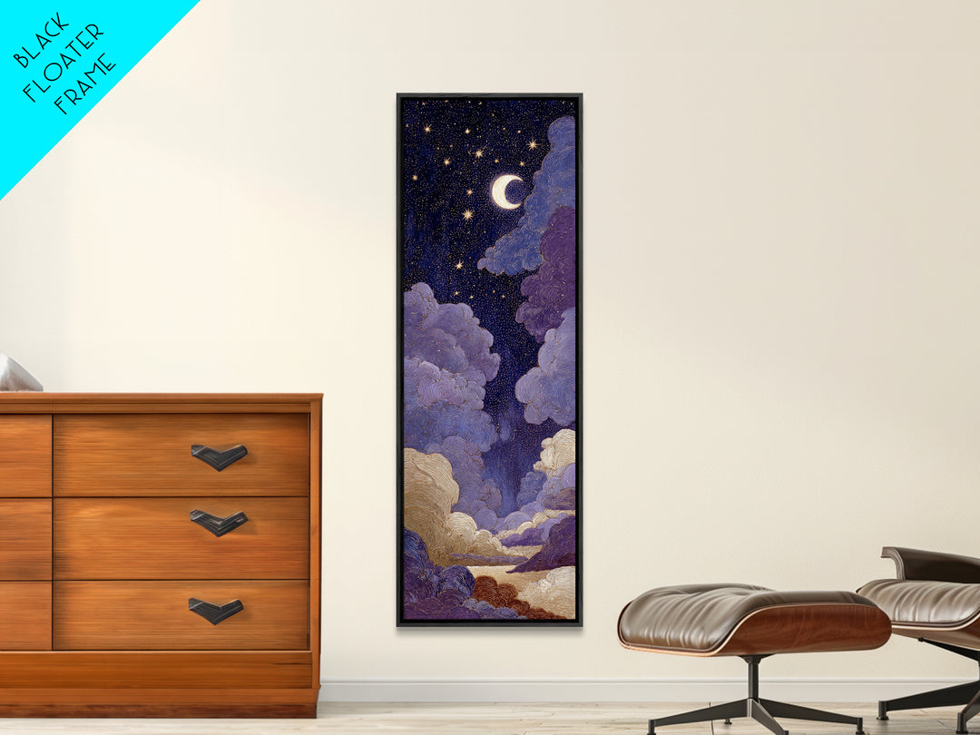 Purple Night Sky Canvas Print, Monochrome Art, Digital Print, Living Room Decor, Abstract Art, Mono, Modern Art, Moody Wall Art, MON-1x3-51