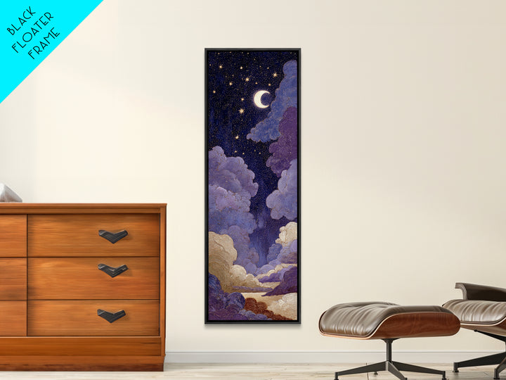 Purple Night Sky Canvas Print, Monochrome Art, Digital Print, Living Room Decor, Abstract Art, Mono, Modern Art, Moody Wall Art, MON-1x3-51